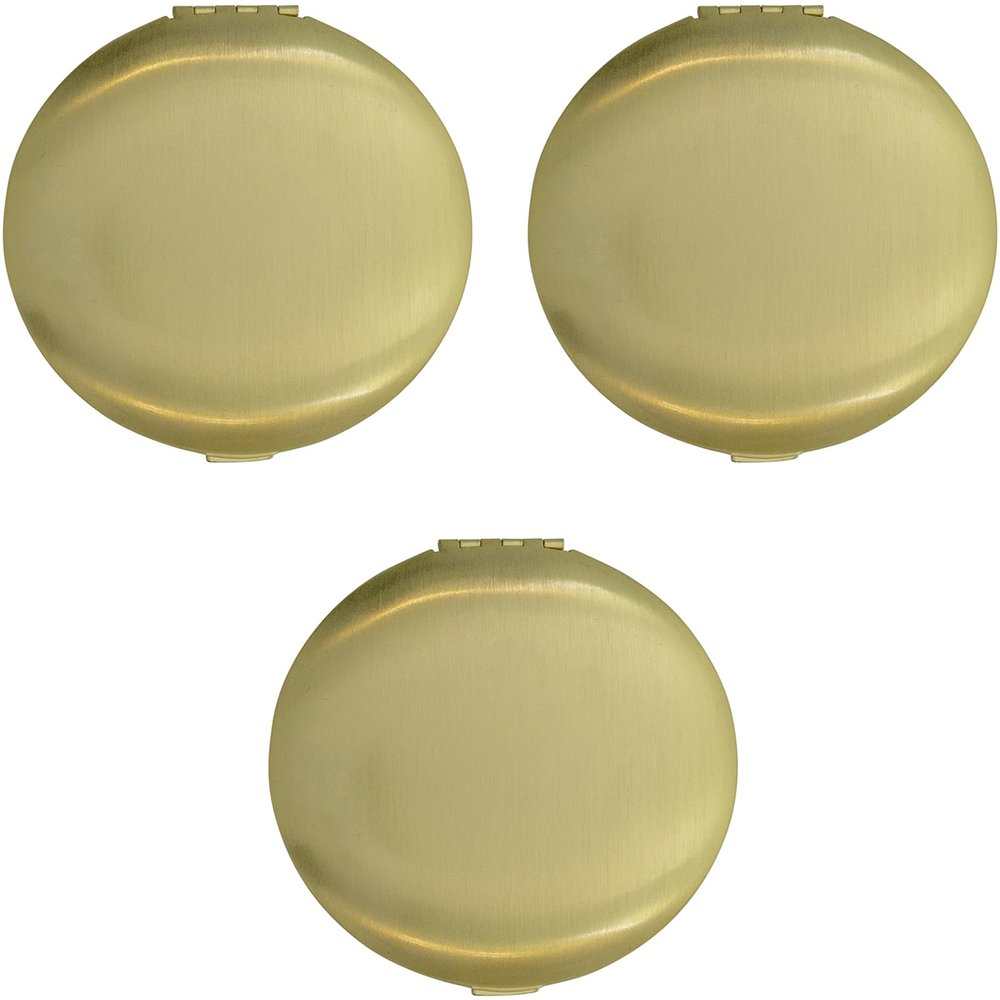 Stephanie Imports Set of 3 Double Sided Magnifying Compact Mirrors with Brushed Metal Finish (Gold, Round)