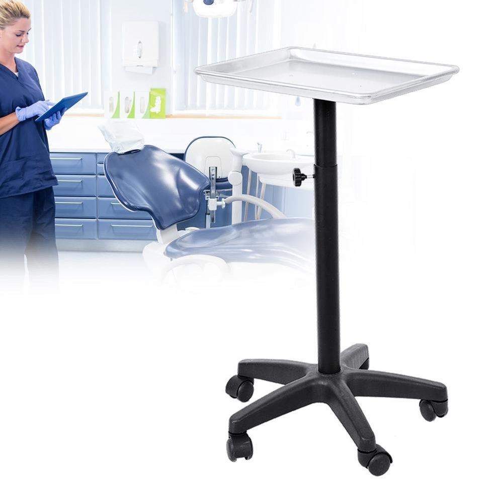 Aluminum Instrument Tray, Hair Salon Tray Easy to Assemble Salon Color Tray Wheel Adjustable Height Trolley Beauty Tools for Hair Styling Tattoo and Shops Service Cart (#1)