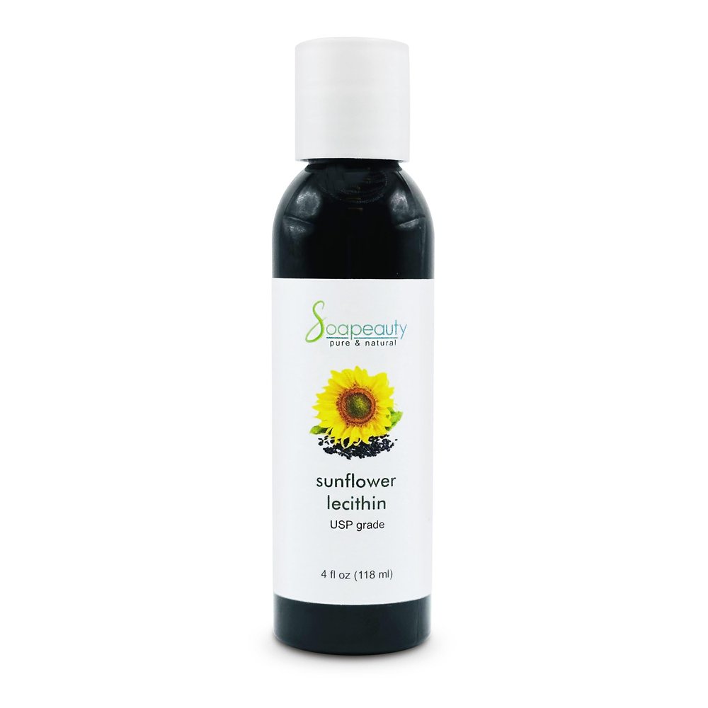 SUNFLOWER LECITHIN Liquid Oil | Cold Pressed Unrefined | USP Grade Unbleached 100% Pure Natural Sunflower Lecithin Oil | Skin Moisturizer, Soap Making, Lotion | 4 fl oz