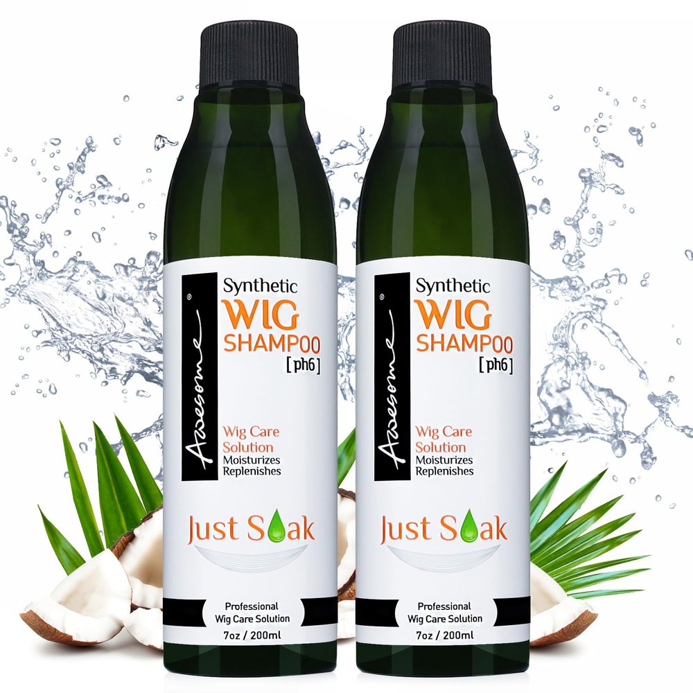 Awesome Synthetic Wig Shampoo, pH6, Professional Wig Shampoo for Synthetic Hair Wigs, Silkiness & Shine, Freshness Feeling 7 fl oz(1 set of 2)