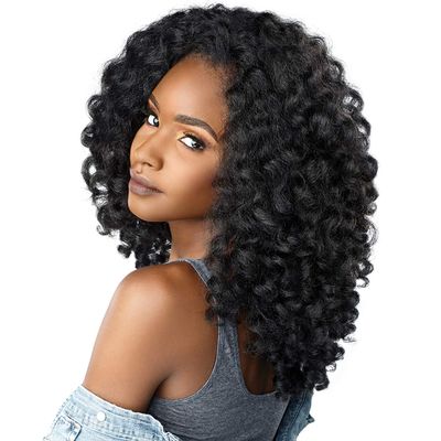 Sensationnel Curls Kinksandco Half Wig - Money Maker Synthetic Instant Weave Updo Full Cap for Natural 3C to 4C Hair Textures (2 DARKBROWN)