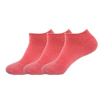 BambooMN Women's Super Soft Aloe Infused Fuzzy Nylon Spa Socks - Size 4-8 - Solid Red - 3 Pairs