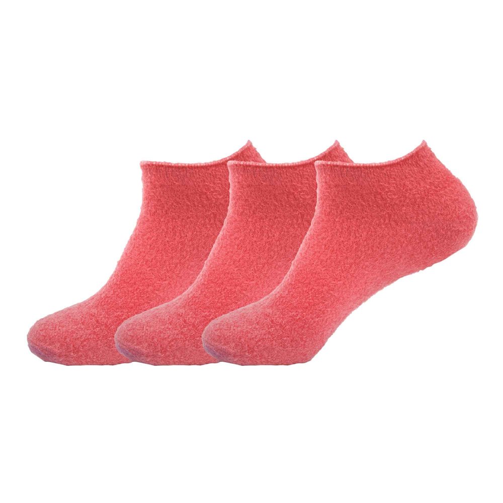 BambooMN Women's Super Soft Aloe Infused Fuzzy Nylon Spa Socks - Size 4-8 - Solid Red - 3 Pairs