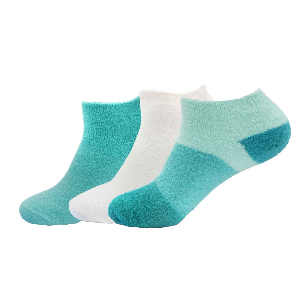 BambooMN Women's Super Soft Aloe Infused Fuzzy Nylon Spa Socks - Size 4-8 - Assortment E - 3 Pairs