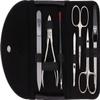 3 Swords Germany - brand quality 7 piece manicure pedicure kit set - nail care tools by 3 Swords - black genuine leather view 1