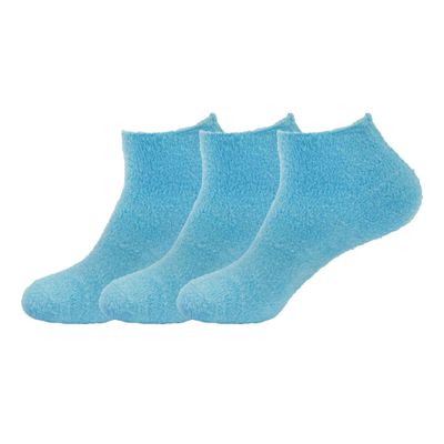 BambooMN Women's Super Soft Aloe Infused Fuzzy Nylon Spa Socks - Size 4-8 - Solid Blue - 3 Pairs