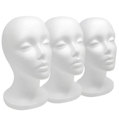 12" 3 Pcs Foam Wig Head - Tall Female Foam Mannequin Wig Stand and Holder for Style, Model And Display Hair, Hats and Hairpieces, Mask - for Home, Salon and Travel