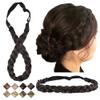 Braided Headband Hairband Chunky Elastic Stretch Hair Band with Synthetic Plaits for Girls and Women (Small-three strands, dark brown) view 1