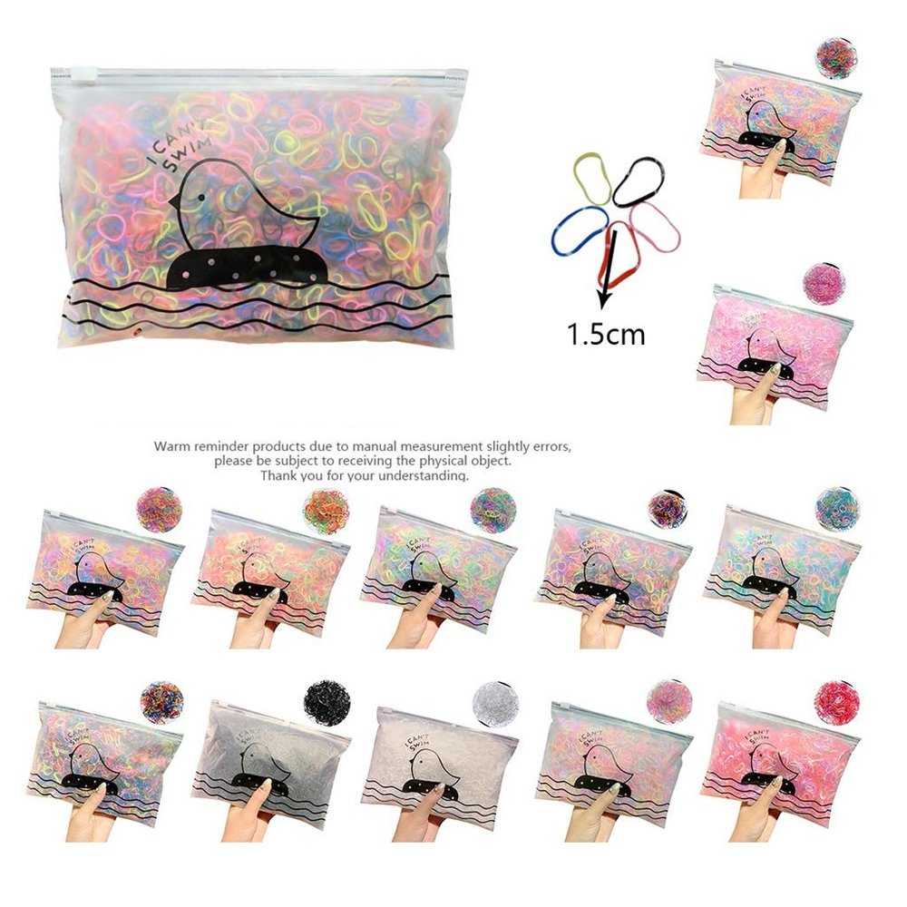 1000PS Pack Girls' Colorful Hairbands Disposable Rubber Band Elastic Hair Band for Kids Women Girls Rubber Bands Holder (E)
