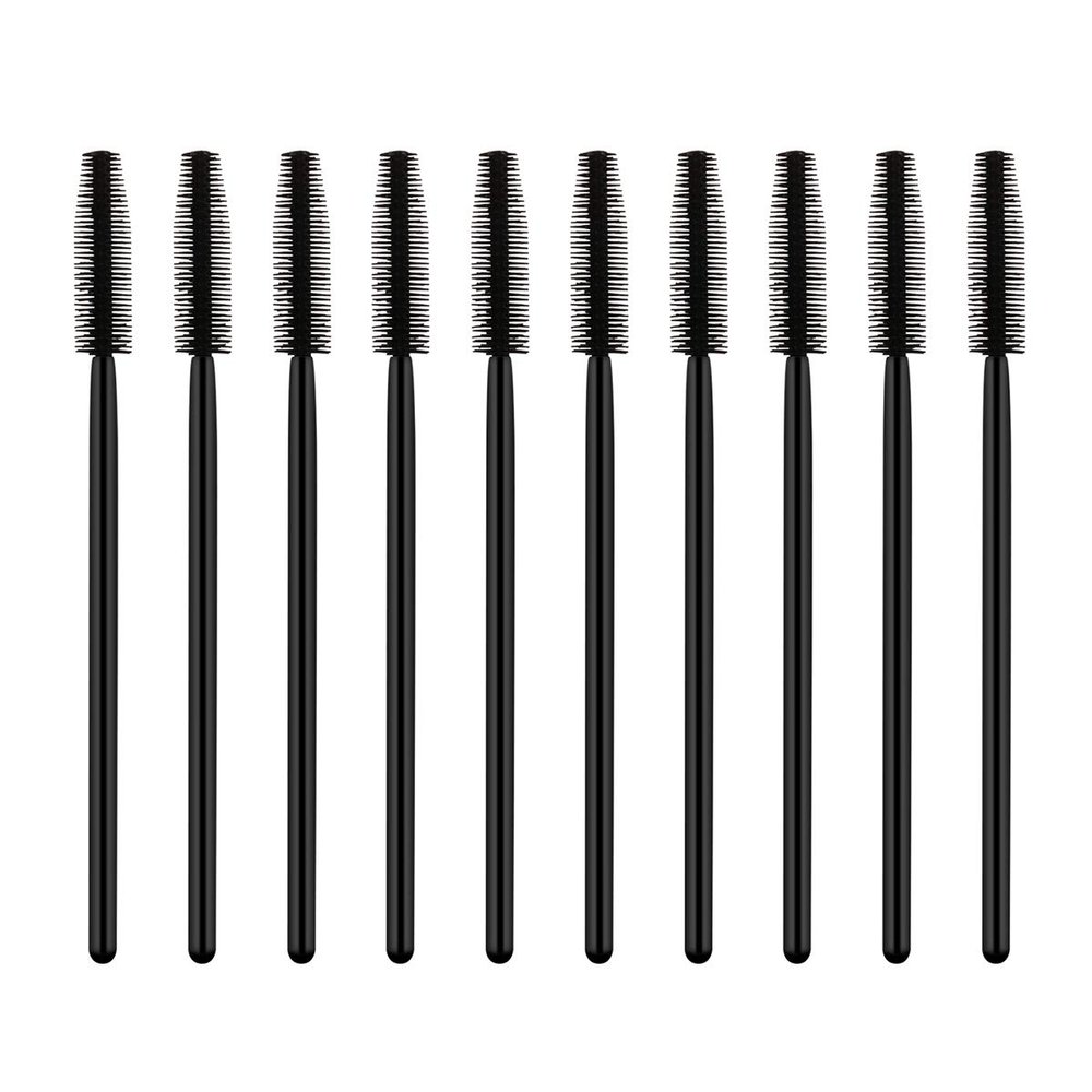 50pcs Mascara Set Nylon Bristles Disposable Eyelash Plastic Handle Wand Eyebrow Brush Eyelash Extension Brush for Girls Women (Black)