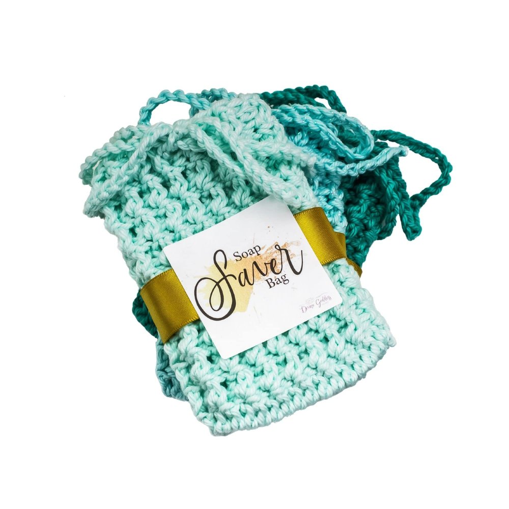 3 PackMint Blue Teal Soap Pouch For Bar Soap - Will Fit a Full sized Bar - Reusable and Machine Washable Cotton  Soap Bag with Roap