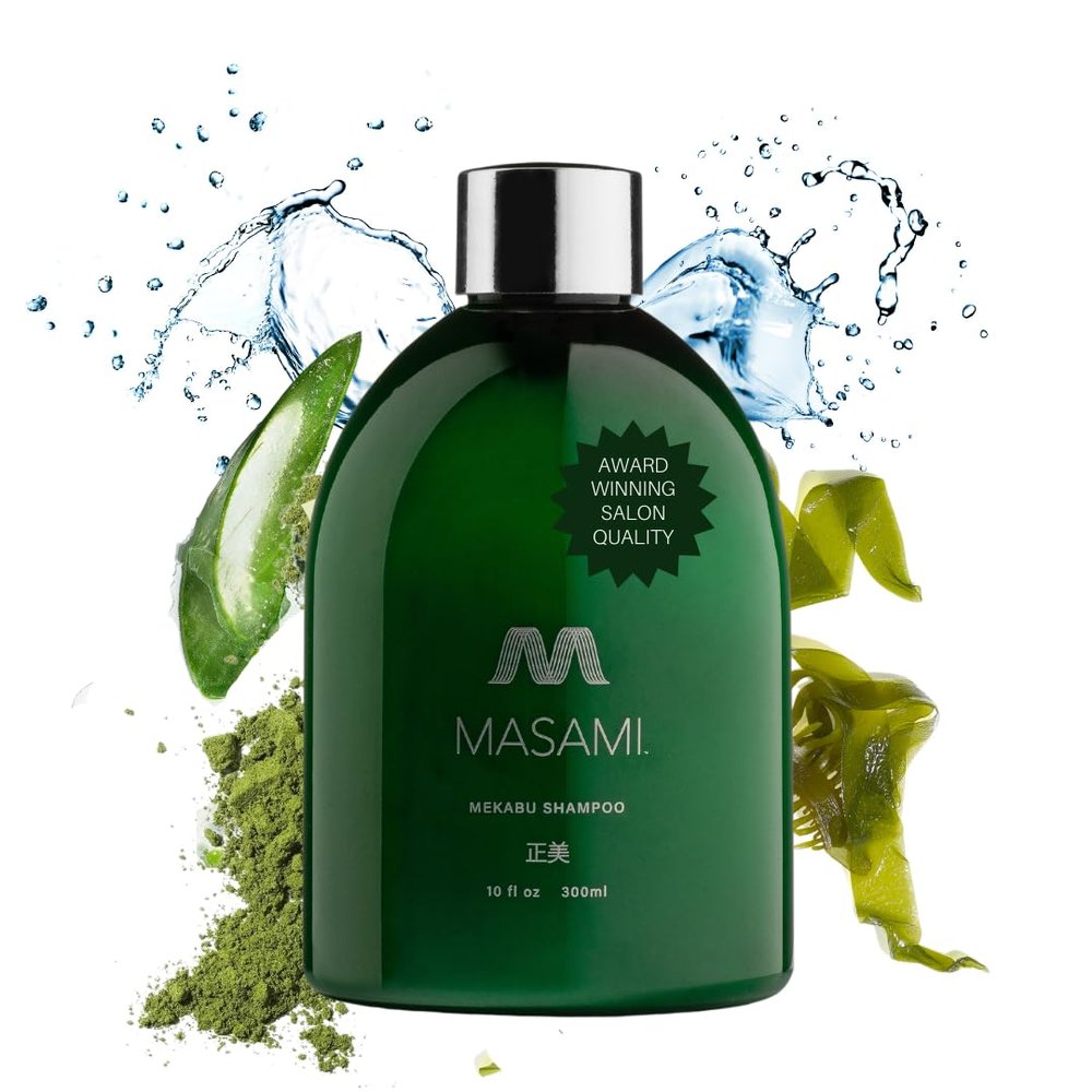 MASAMI Mekabu Hydrating Shampoo 10 oz: Sulfate Free, Paraben Free, Phthalate Free | Vegan | Color Safe | Salon Quality | All Hair Types & Textures | Curl Defining | Jbeauty | No Frizz
