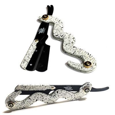 Black and White Snake Texture Design Straight Edge Razor