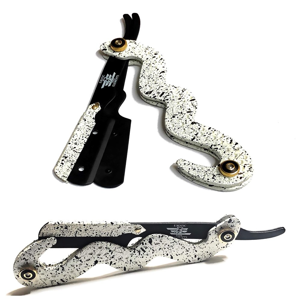 Black and White Snake Texture Design Straight Edge Razor