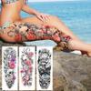 11 Sheets NEZAR Large Vine Peony Flower Rose Full Arm Temporary Tattoos For Women Realistic Skull Skeleton Fake Temporary Tattoo Sleeves Stickers Waterproof Leg Makeup Floral Blossom Tatoos Paper Eye view 3