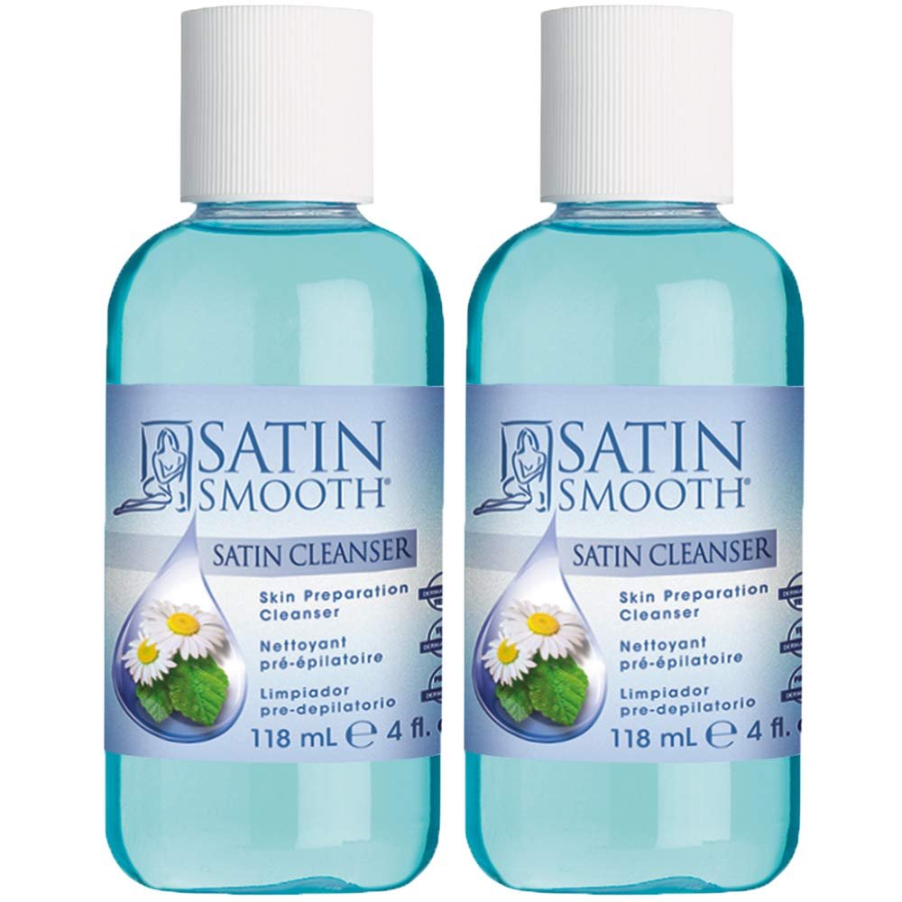 SATIN SMOOTH Pre Wax Cleanser - Antiseptic Skin Prep for Pre Wax Hair Removal, Deep Cleansing & Irritation-Free Waxing, AfterWax Care, 4 oz, 2-Pack