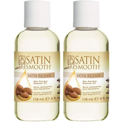 Satin Smooth Satin Release Wax Residue Remover Oil, Almond-Infused, Post-Waxing Oil, Skin Care, 4 fl. oz, 2-Pack