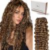 Hetto Curly Hair Extensions Clip in Human Hair Deep Wavy Clip in Hair Extensions Human Hair 20Inch #P4/27 Brown Highlighted Blonde Curly Hair Extension 7Pcs 120g view 1