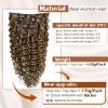Hetto Curly Hair Extensions Clip in Human Hair Deep Wavy Clip in Hair Extensions Human Hair 20Inch #P4/27 Brown Highlighted Blonde Curly Hair Extension 7Pcs 120g view 3