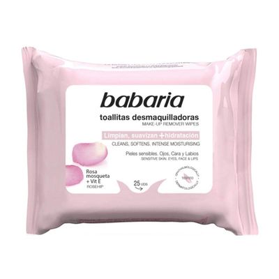 Babaria Unisex Toallitas Desmaquillantes ROSA MOSQUETA MAKE UP REMOVING TOWELS 25UN, Black, One Size UK, Black, One Size