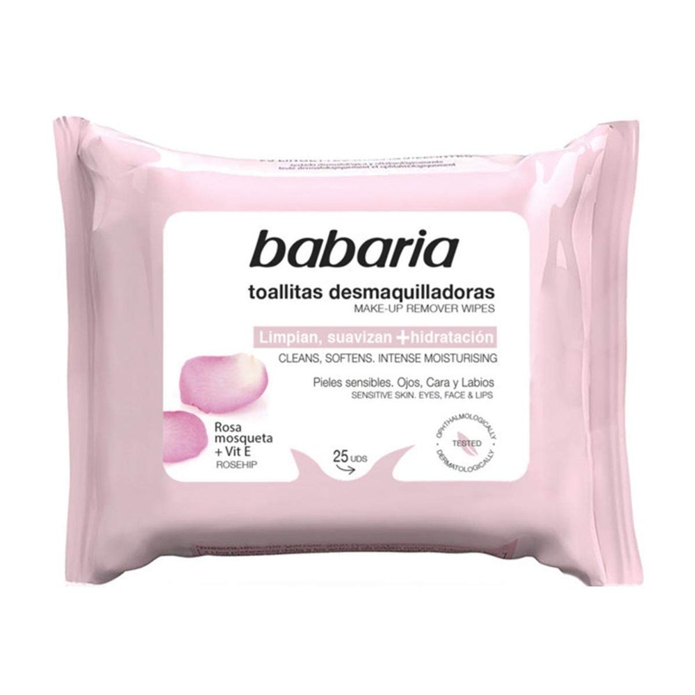 Babaria Unisex Toallitas Desmaquillantes ROSA MOSQUETA MAKE UP REMOVING TOWELS 25UN, Black, One Size UK, Black, One Size