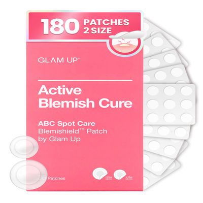 GLAM UP Hydrocolloid Blemish Pimple Zit Patches(180PCS/2Size) - Invisible Ultra Thin Spot Cover Stickers for Face and Skin, Strong Water-proof and Adhesive Overnight, Vegan-friendly
