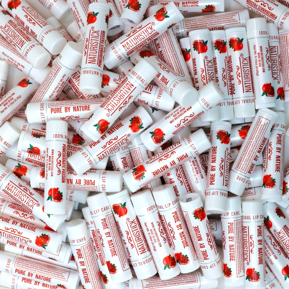 150-Pack Premium Beeswax Lip Balm by Naturistick | Chemical-Free, 100% Natural Chapstick for Dry, Chapped Lips | Made with Coconut Oil, Shea Butter, Aloe Vera | Pomegranate Scent | Made in the USA