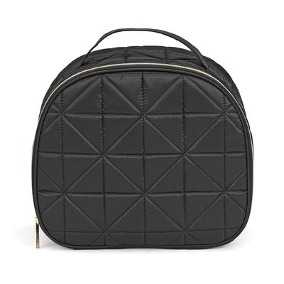 Conair Travel Makeup Bag, Large Toiletry and Cosmetic Bag, Perfect Size for Use At Home or Travel, Train Case Shape in Black