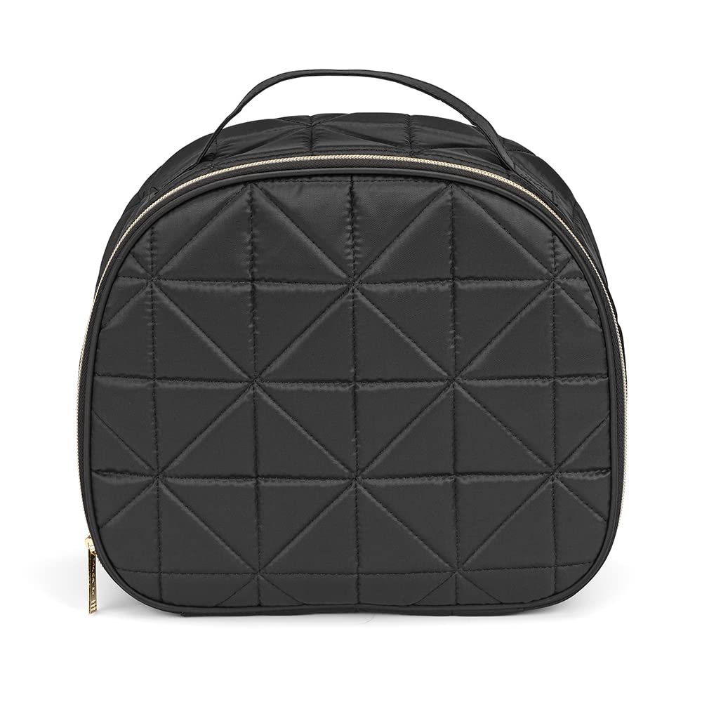 Conair Travel Makeup Bag, Large Toiletry and Cosmetic Bag, Perfect Size for Use At Home or Travel, Train Case Shape in Black