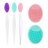 3PCS Silicone Exfoliating Lip Brush 2 in 1 Double-Sided Soft & 2PCS Facial Cleaning Brushes Pad for Smoother and Fuller Lip Appearance Cleanning Blackhead view 1