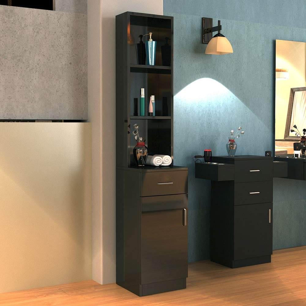 SSLine Beauty Salon Storage Hair Stylist Equipment Salon Cabinet Trolley Stations Beauty Spa Salon Stations with 2 Drawers 1 Cabinet