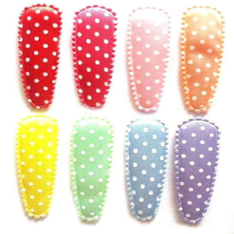 100 Pcs Mix rainbow Colors Dot Satin Hair Clip Covers accessories Size 55 Mm