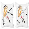Ambesonne Hair Salon Decorative Throw Pillow Case Pack of 2, Beauty Salon Concept Make up Hairdo Comb Lipstick and Scissors, Couch Bedroom Living Room Cushion Cover, 20", Black Earth Yellow view 1