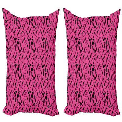 Ambesonne Hair Salon Decorative Throw Pillow Case Pack of 2, Beauty Salon Concept Hairdo Vented Brush Combs Mirrors Scissors, Couch Bedroom Living Room Cushion Cover, 24", Hot Pink and Black