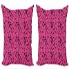 Ambesonne Hair Salon Decorative Throw Pillow Case Pack of 2, Beauty Salon Concept Hairdo Vented Brush Combs Mirrors Scissors, Couch Bedroom Living Room Cushion Cover, 24", Hot Pink and Black view 1