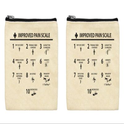 ThisWear Funny Nurse Bags Improved Pain Scale Doctor Nurse Appreciation Gifts LPN RN Bag 2-Pack Makeup Bags
