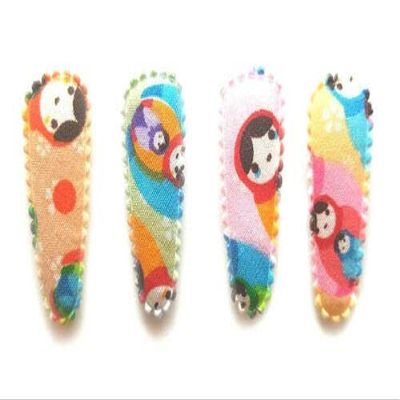 100 Pcs Mix colors cute traditional Russian dolls printed small Hair Clip Covers accessories Size 35 Mm