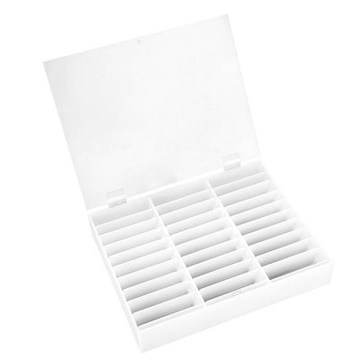 30 Grid Nail Display Case for Nail Art Decorations, Empty Nail Storage Box with Clear Compartments for Nail Tips, White
