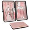 ZIZZON Manicure Set 18 in 1 Professional Pedicure Set Nail scissors Grooming Kit with Leather Travel Case Pink view 1