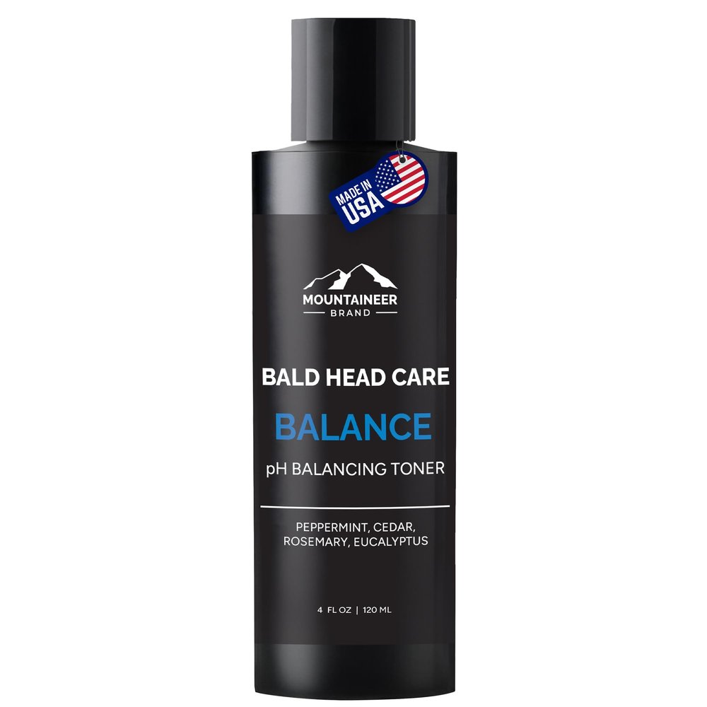 Mountaineer Brand Natural Anti Shine for Bald Head with Fresh & Natural Scent | Shine Reducer | PH Balancing Toner for Bald Head Oil Control | Made in West Virginia | Balance | 4oz