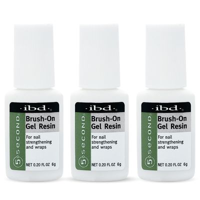 IBD 5 Second Brush On Nail Glue Gel Resin  Strong Nail Glue for Broken, Cracked & Split Natural Nails, NailBond Repair & Strengthening for Wraps  6g, 3 Count