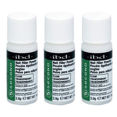 IBD 5 Second Nail Filler Powder  Instant Nail Repair Powder & Strengthening for Cracked, Split & Damaged Nails, 4g, 3 ct