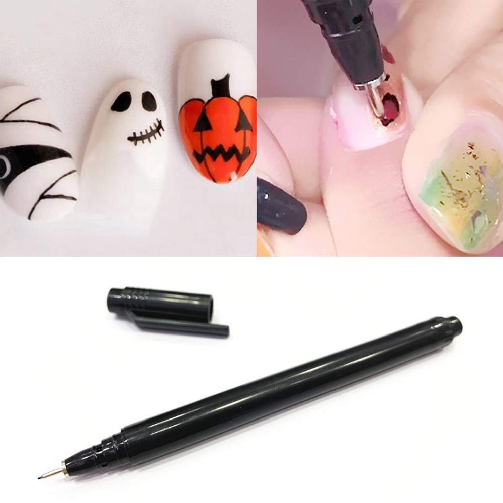 1Pc Waterproof Nail Art Graffiti Pen Painting Drawing Thin Line UV Gel Polish Design Dot Painting Detailing Pen Brushe Brush DIY Flower Pattern Fine Details Manicure Tools Nail Tips
