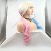 SERENEWIG Cosplay Wigs for Drag Queen 2x Braids Synthetic Lace Front Wigs for Women 60# White Blonde Ombre Half Pink Half Blue Hair Wigs view 4