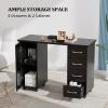 mefeir Manicure Table Nail Desk, Spa Salon Beauty Wooden Technician Workstation w/Cabinet, Drawers, Wheels & Wrist Rest, Black view 4