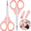 2 Pack Small Scissors 4 Inch Curved Eyebrow Beauty Stainless Steel Trimming Scissors for Eyelash Facial Nose Hair(Pink) view 1