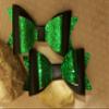 Black and Green Hair Bow Clip view 1