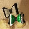 Black and Green Hair Bow Clip view 2