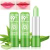 2PCS Aloe Vera Lipstick,Long Lasting Nutritious Color Changing Lip Balm,Natural Moisturizer Magic Temperature Color Change Lip Gloss,Green view 1