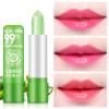 2PCS Aloe Vera Lipstick,Long Lasting Nutritious Color Changing Lip Balm,Natural Moisturizer Magic Temperature Color Change Lip Gloss,Green view 3